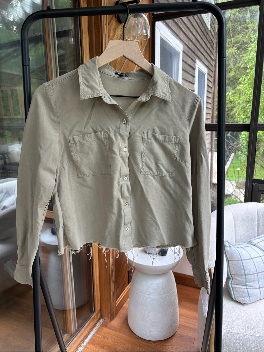 Express Portofino Button-Up Shirt in Sage